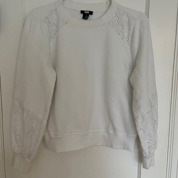 PAIGE Cotton Eyelet Sweatshirt | Size Medium - Picture 6 of 12